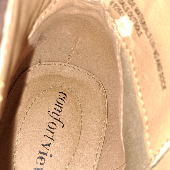 Ladies Comfort View Sienna 7WW Brown Faux Suede, Embroidered Ankle Boots - Picture 10 of 11